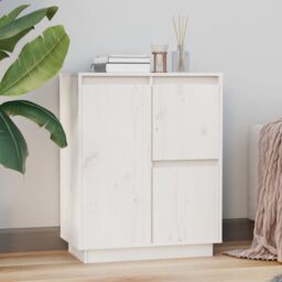 Berkfield Home Sideboard White 60x34x75 cm Solid Wood Pine - Size: 60 x 34 x 75 cm - thumbnail 1