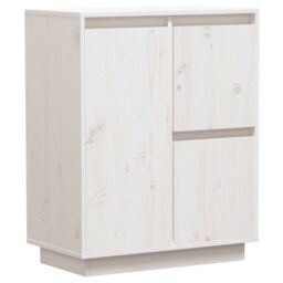 Berkfield Home Sideboard White 60x34x75 cm Solid Wood Pine - Size: 60 x 34 x 75 cm - thumbnail 2