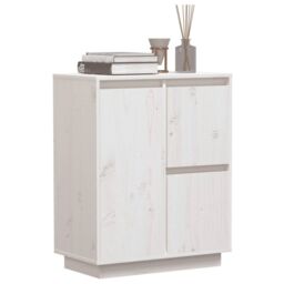 Berkfield Home Sideboard White 60x34x75 cm Solid Wood Pine - Size: 60 x 34 x 75 cm - thumbnail 4
