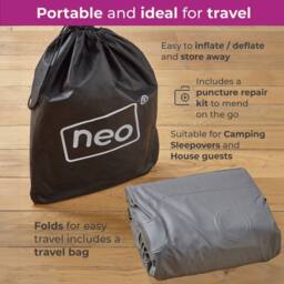 Neo Double Inflatable Air Bed with Built-in Electric Pump in Light Grey - thumbnail 6