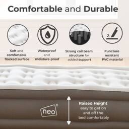 Neo Double Inflatable Air Bed with Built-in Electric Pump in Light Grey - thumbnail 5