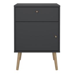 Furniture To Go Cumbria Nightstand 1 Door + 1 Drawer in Grey - thumbnail 3