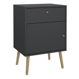 Furniture To Go Cumbria Nightstand 1 Door + 1 Drawer in Grey - thumbnail 1