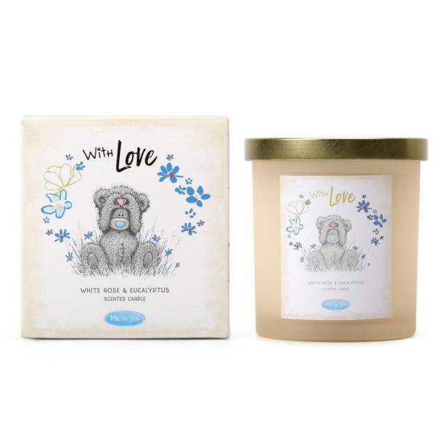Me To You Inspired With Love Candle - White Rose & Eucalyptus Scent in Cream - Size: Small - image 1