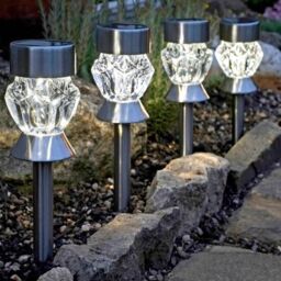 Marco Paul 4pc Solar Garden Stake Lights in Silver - thumbnail 3