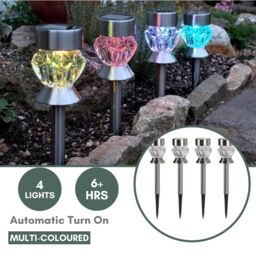 Marco Paul 4pc Solar Garden Stake Lights in Silver - thumbnail 5