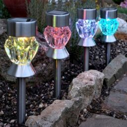 Marco Paul 4pc Solar Garden Stake Lights in Silver