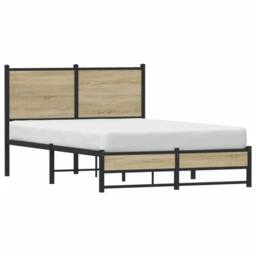 Berkfield Home Metal Bed Frame without Mattress Sonoma Oak 120x200 cm in Brown - Size: Small Double - thumbnail 4