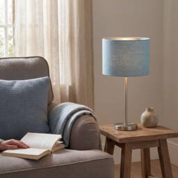 Happy Homewares Contemporary & Sleek Blue Nova Plain Linen Fabric Drum Lamp Shade - Size: 10 inches - thumbnail 6