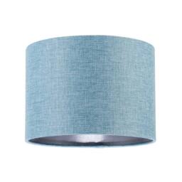 Happy Homewares Contemporary & Sleek Blue Nova Plain Linen Fabric Drum Lamp Shade - Size: 10 inches