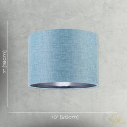 Happy Homewares Contemporary & Sleek Blue Nova Plain Linen Fabric Drum Lamp Shade - Size: 10 inches - thumbnail 7
