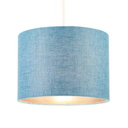 Happy Homewares Contemporary & Sleek Blue Nova Plain Linen Fabric Drum Lamp Shade - Size: 10 inches - thumbnail 2