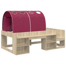 Berkfield Home Bed Frame with Tunnel 3 pcs Sonoma Oak & Red Engineered Wood in Brown - thumbnail 3