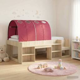 Berkfield Home Bed Frame with Tunnel 3 pcs Sonoma Oak & Red Engineered Wood in Brown