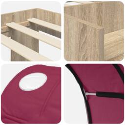 Berkfield Home Bed Frame with Tunnel 3 pcs Sonoma Oak & Red Engineered Wood in Brown - thumbnail 9