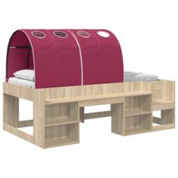 Berkfield Home Bed Frame with Tunnel 3 pcs Sonoma Oak & Red Engineered Wood in Brown - thumbnail 2