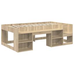 Berkfield Home Bed Frame with Tunnel 3 pcs Sonoma Oak & Red Engineered Wood in Brown - thumbnail 4