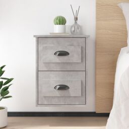 Berkfield Home Wall-mounted Bedside Cabinet Concrete Grey 41.5x36x53cm - Size: 41.5x36x53 cm - thumbnail 1