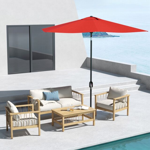OUTSUNNY 2 x 3(m) Garden Parasol Rectangular Market Umbrella w/ Wine Red - image 1