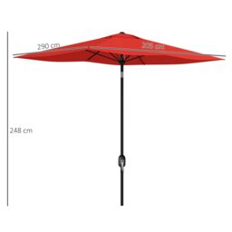 OUTSUNNY 2 x 3(m) Garden Parasol Rectangular Market Umbrella w/ Wine Red - thumbnail 3