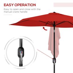 OUTSUNNY 2 x 3(m) Garden Parasol Rectangular Market Umbrella w/ Wine Red - thumbnail 5