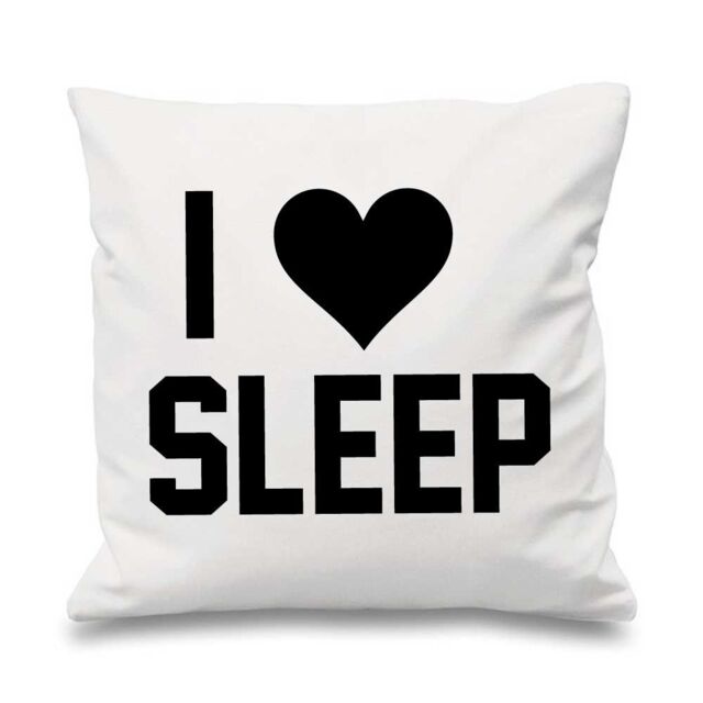 "60 SECOND MAKEOVER White Cushion Cover I Love Sleep 16"" x 16"" Daughter Friend Gift Decorative Cushion Home Horse Equestrian - Size: 40 cm x 40 cm"