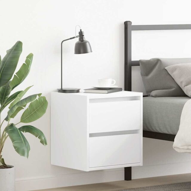 Berkfield Home Wall-mounted Bedside Cabinets 2 pcs White 38x34x40 cm - Size: 38 x 34 x 40 cm - image 1