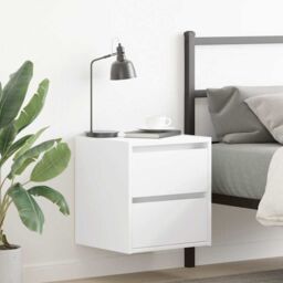 Berkfield Home Wall-mounted Bedside Cabinets 2 pcs White 38x34x40 cm - Size: 38 x 34 x 40 cm - thumbnail 1