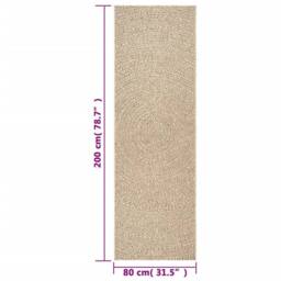 Berkfield Home Rug ZIZUR 80x200 cm Jute Look Indoor & Outdoor in Light Brown - Size: Medium - thumbnail 8