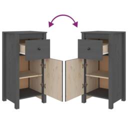Berkfield Home Sideboards 2 pcs Grey 40x35x80 cm Solid Wood Pine - Size: 40 x 35 x 80 cm - thumbnail 7