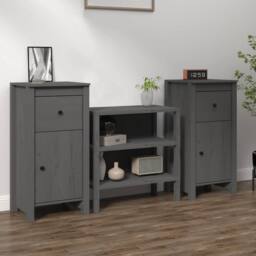 Berkfield Home Sideboards 2 pcs Grey 40x35x80 cm Solid Wood Pine - Size: 40 x 35 x 80 cm - thumbnail 2