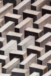 Homescapes Grey & Black Geometric Leather Rug, 90 x 150 cm - Size: 90 cm x 150 cm - thumbnail 3