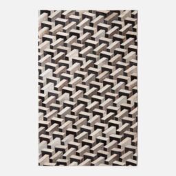 Homescapes Grey & Black Geometric Leather Rug, 90 x 150 cm - Size: 90 cm x 150 cm - thumbnail 2