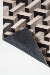 Homescapes Grey & Black Geometric Leather Rug, 90 x 150 cm - Size: 90 cm x 150 cm - thumbnail 5