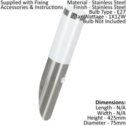 Loops IP44 Outdoor Wall Light & PIR Motion Sensor Stainless Steel 1 x 12W E27 Bulb in Metallics - thumbnail 2