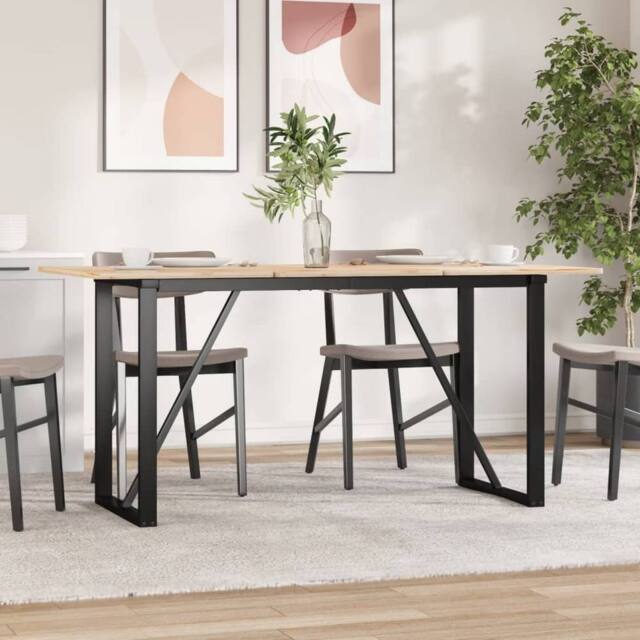 Berkfield Home Durable Dining Table Legs O-Frame 140x60x73 cm Steel in Black - Size: 140 x 60 x 73 cm - image 1