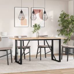 Berkfield Home Durable Dining Table Legs O-Frame 140x60x73 cm Steel in Black - Size: 140 x 60 x 73 cm - thumbnail 2