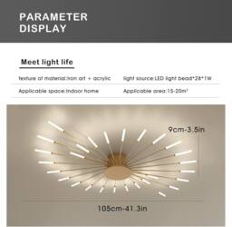 Goeco Modern LED Ceiling Light 28 Heads Flush Mount Ceiling Light 4500K in Gold - thumbnail 5