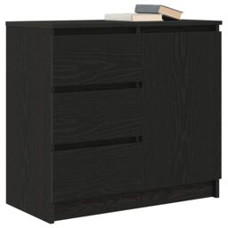 Berkfield Home Sideboard with Drawer Black Oak 71x35x65 cm Engineered Wood - Size: 71 x 35 x 65 cm - thumbnail 4