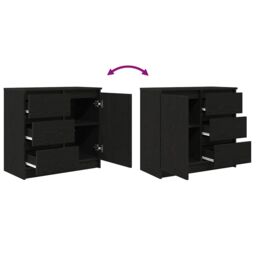 Berkfield Home Sideboard with Drawer Black Oak 71x35x65 cm Engineered Wood - Size: 71 x 35 x 65 cm - thumbnail 9
