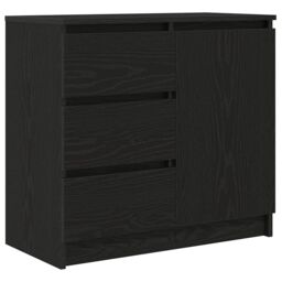 Berkfield Home Sideboard with Drawer Black Oak 71x35x65 cm Engineered Wood - Size: 71 x 35 x 65 cm - thumbnail 2
