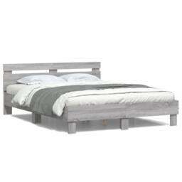 Berkfield Home Durable Bed Frame with LED without Mattress Grey Sonoma 150x200 c - Size: King - thumbnail 5