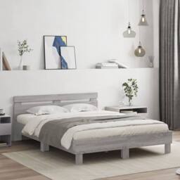 Berkfield Home Durable Bed Frame with LED without Mattress Grey Sonoma 150x200 c - Size: King - thumbnail 2