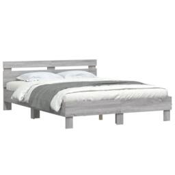 Berkfield Home Durable Bed Frame with LED without Mattress Grey Sonoma 150x200 c - Size: King - thumbnail 1