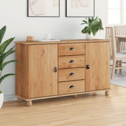 "Berkfield Home Sideboard ""ASKIM"" 133, 5x40x79 cm Solid Wood Pine in Brown - Size: 5 x 40 x 79 cm" - thumbnail 4