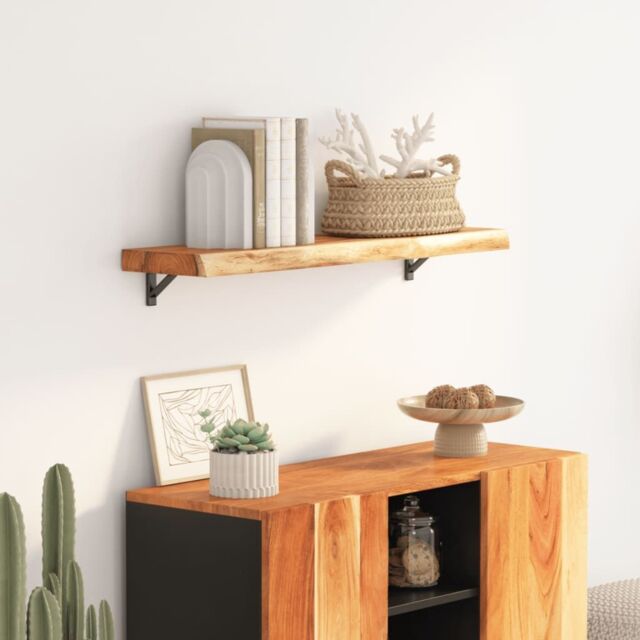 Berkfield Home Wall Shelf 70x30x2.5 cm Rectangular Solid Wood Acacia Live Edge in Brown - image 1
