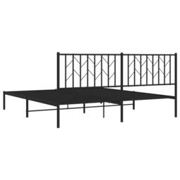 Berkfield Home Metal Bed Frame without Mattress with Headboard Black 183x213cm - Size: 183x213 cm - thumbnail 7