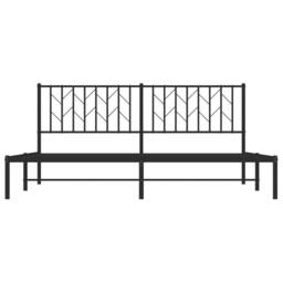 Berkfield Home Metal Bed Frame without Mattress with Headboard Black 183x213cm - Size: 183x213 cm - thumbnail 5