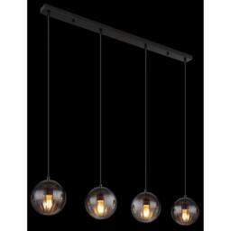 Netlighting Dallerta Bar Pendant Ceiling Light Matt Black Smoke Glass Shade 4x E27 - thumbnail 5