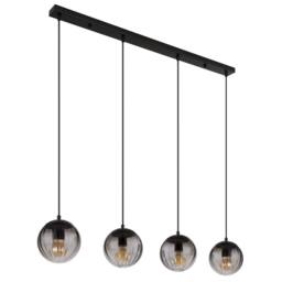 Netlighting Dallerta Bar Pendant Ceiling Light Matt Black Smoke Glass Shade 4x E27 - thumbnail 2